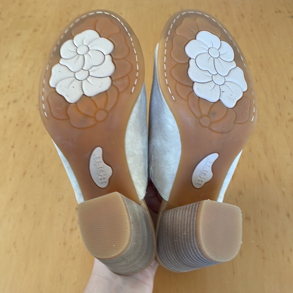BORN Suede Sandal Heels Genuine Leather Tan Chunky Heel Shoes NWOT Size 7 - Picture 7 of 9